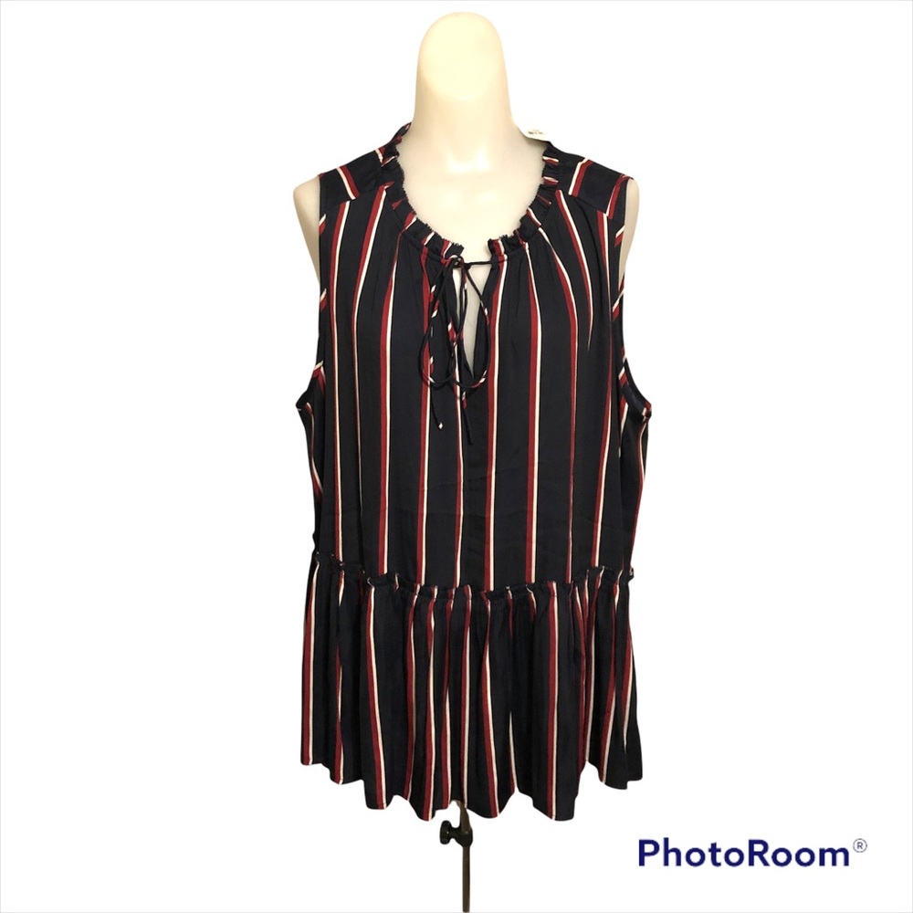 NWT Loft sleeveless top women’s plus size xxl! Navy blue and red stripe!!